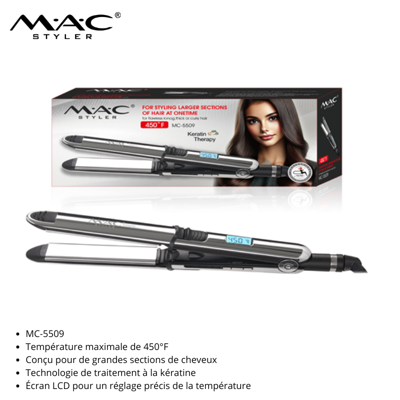 Fer à lisser et à boucler professionnel MAC – Modèle MC-5509